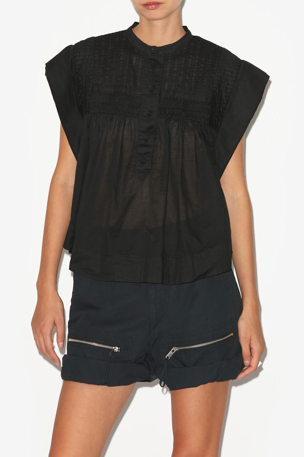 Leaza sleeveless voile top - Black - Woman - 7