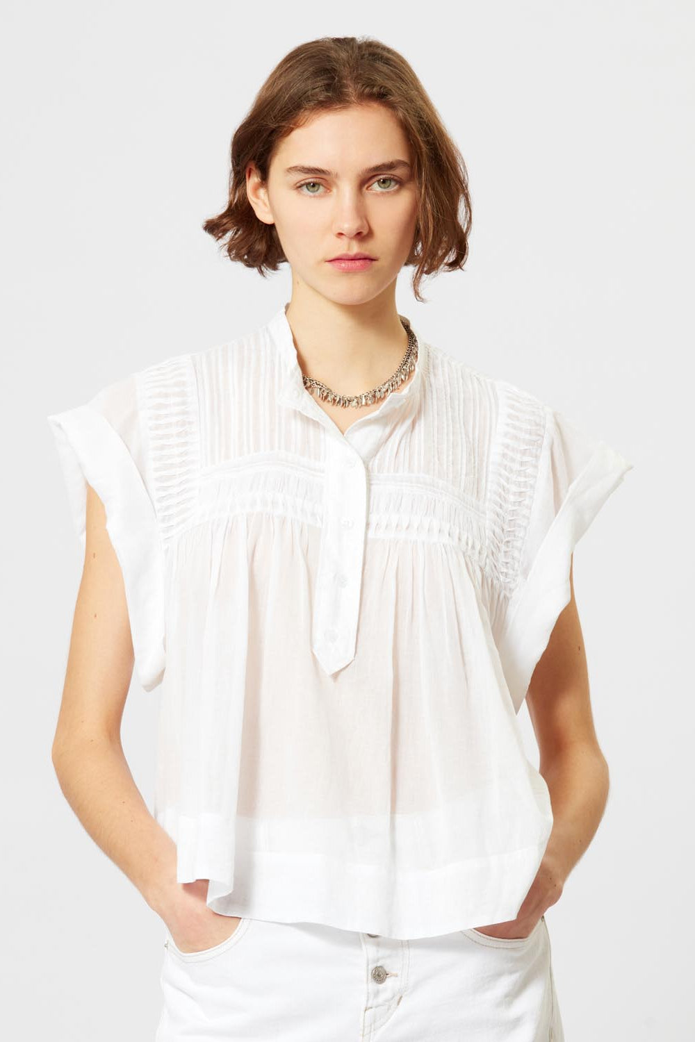 Leaza sleeveless voile top - White - Woman - 6