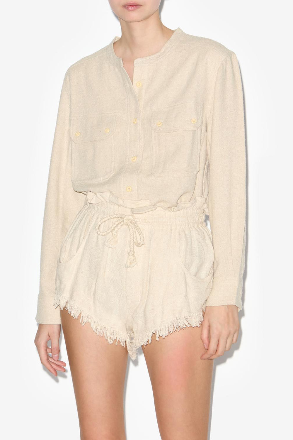 Tecoyo flap pocket silk shirt - Ecru - Woman - 4