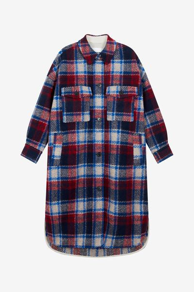 Fontizi long wool coat - Blue and red - Woman - 2