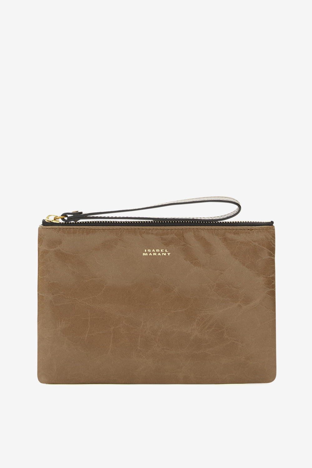 Sac pochette mino en cuir brillant - Foncé kaki - Woman - 1