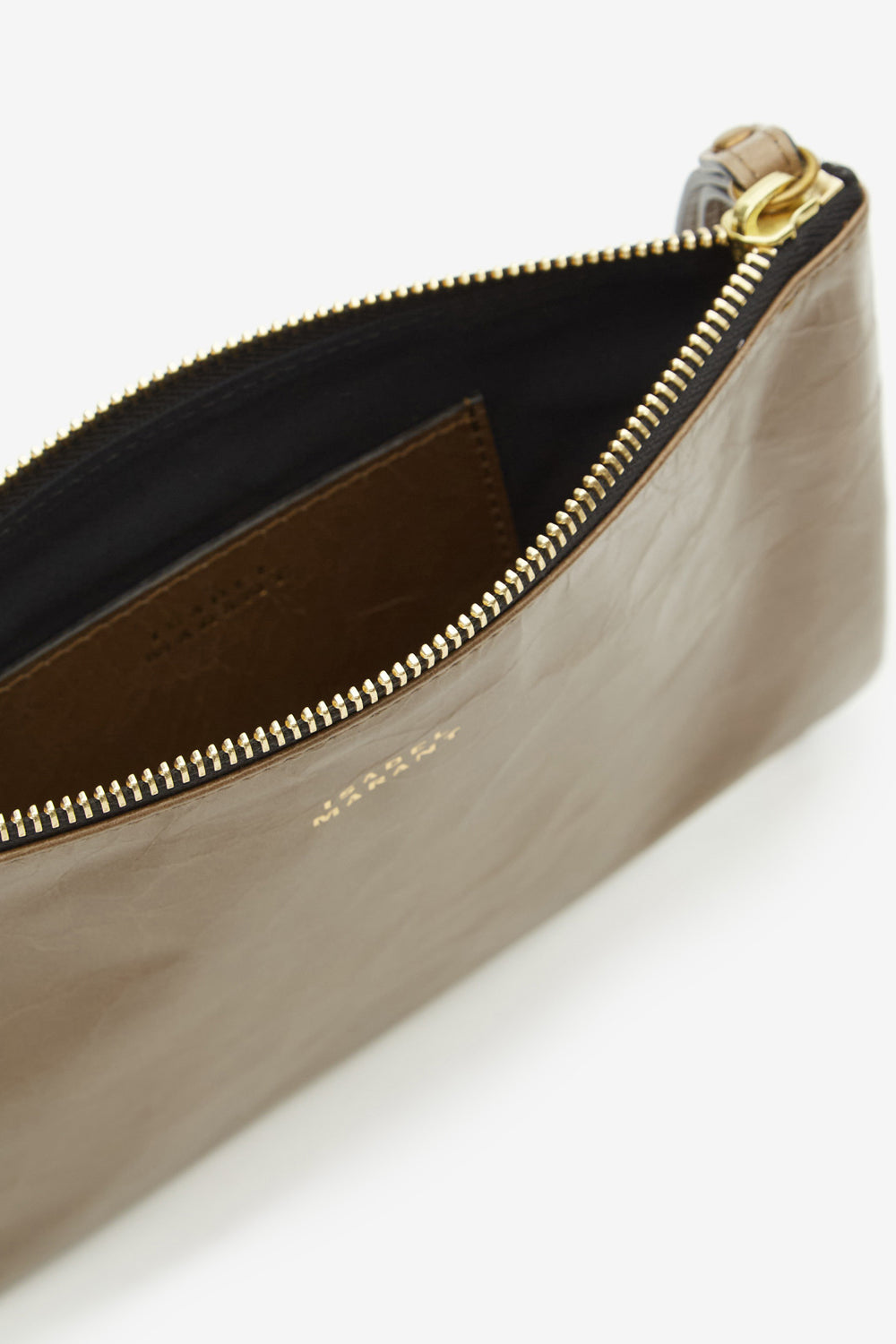 Sac pochette mino en cuir brillant - Foncé kaki - Woman - 3