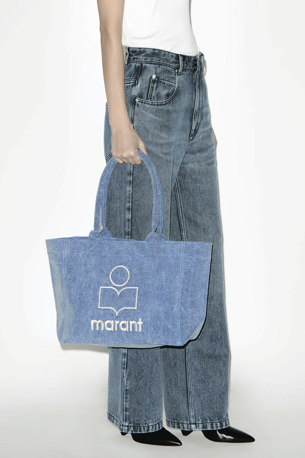 Yenky zipped washed cotton logo tote bag - Blue - Woman - 2