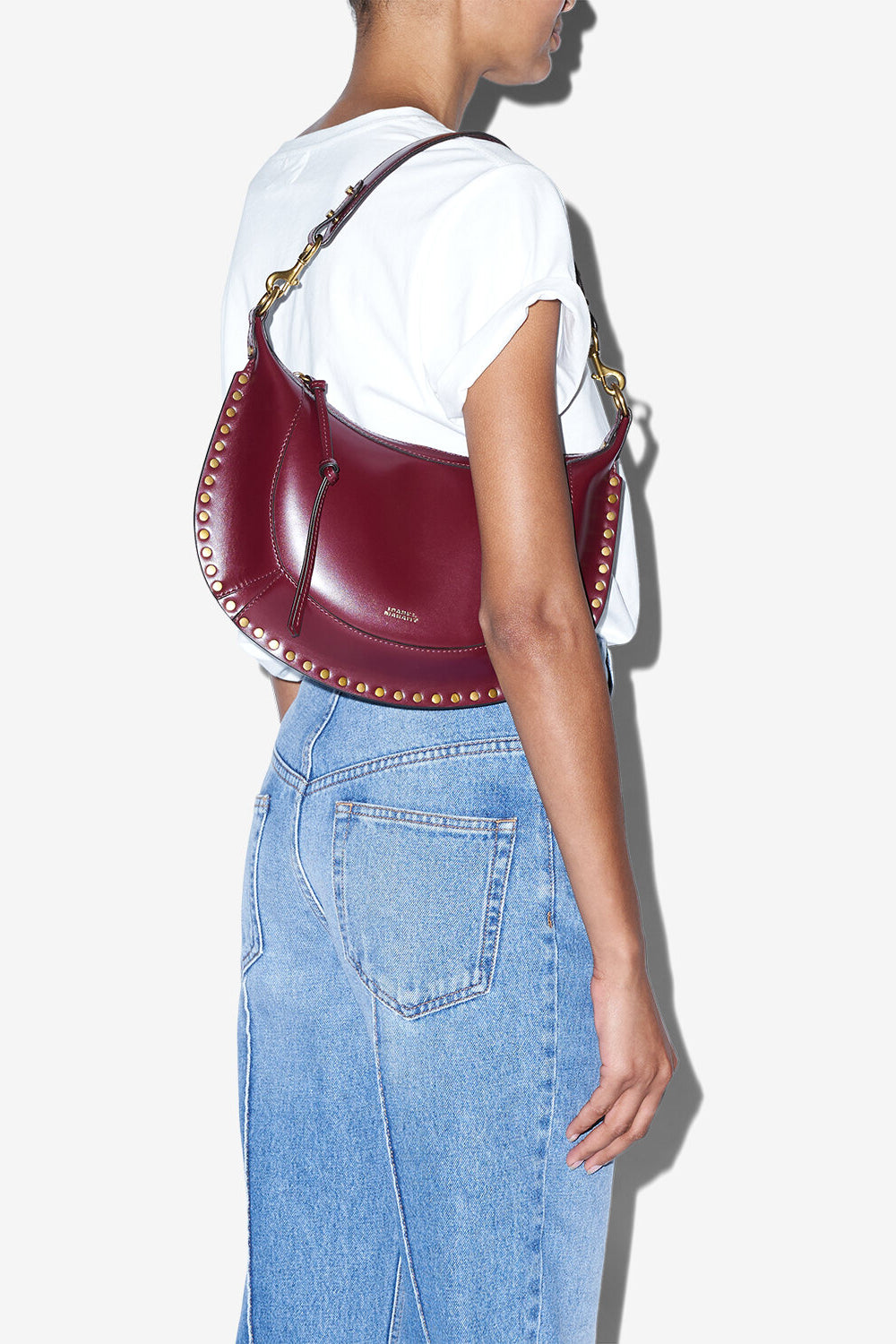 Naoko studded leather bag - Burgundy - Woman - 2