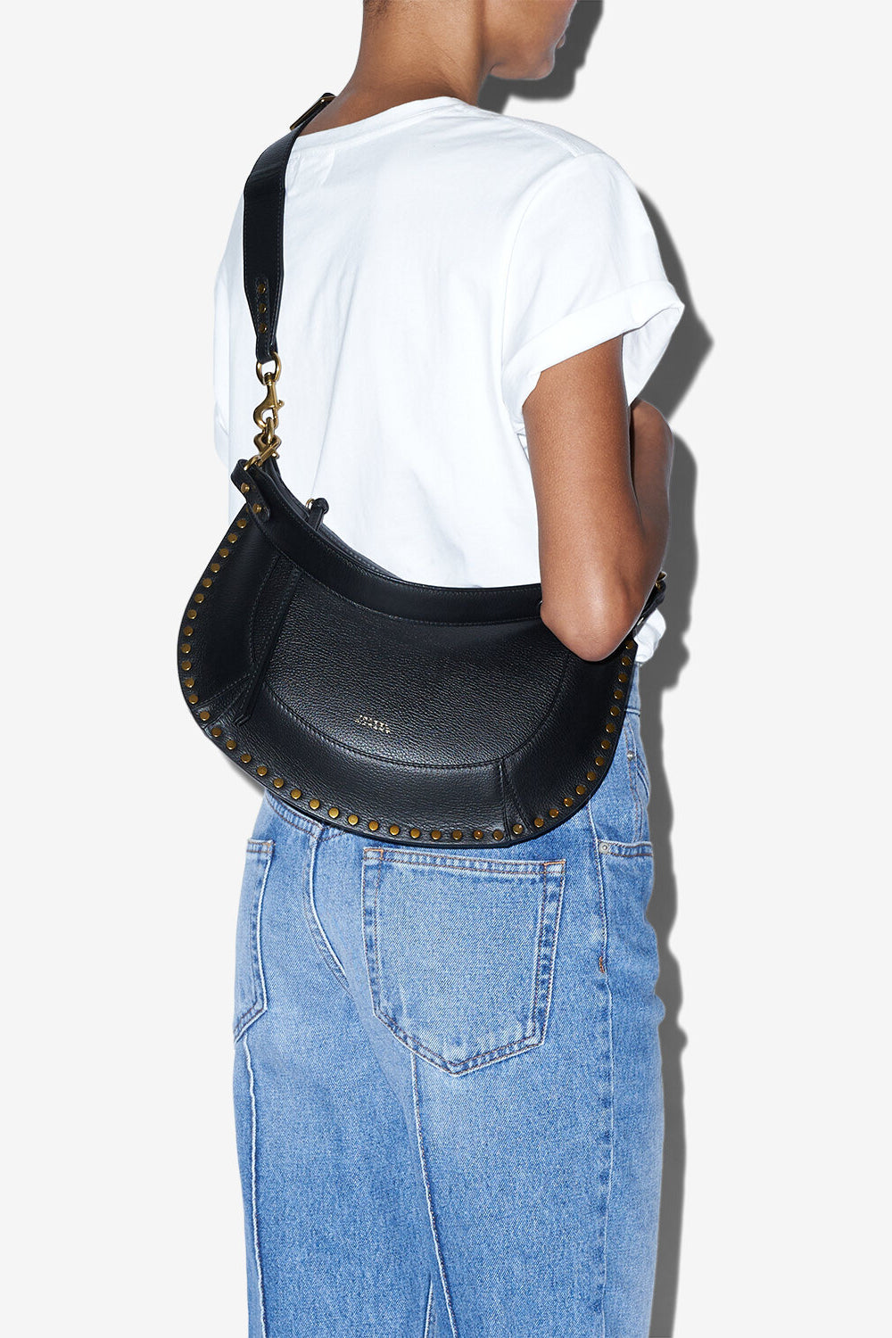 Grained leather bag with studs naoko - Black - Woman - 8