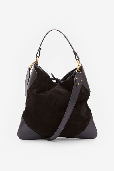 Botsy day shoulder bag in suede leather - Black - Woman - 3