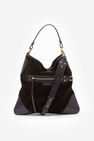 Botsy day shoulder bag in suede leather - Black - Woman - 1