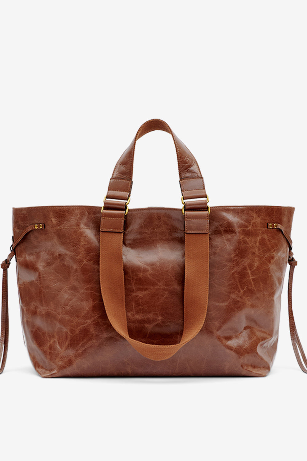 Wardy shiny leather tote bag - Chocolate - Woman - 2