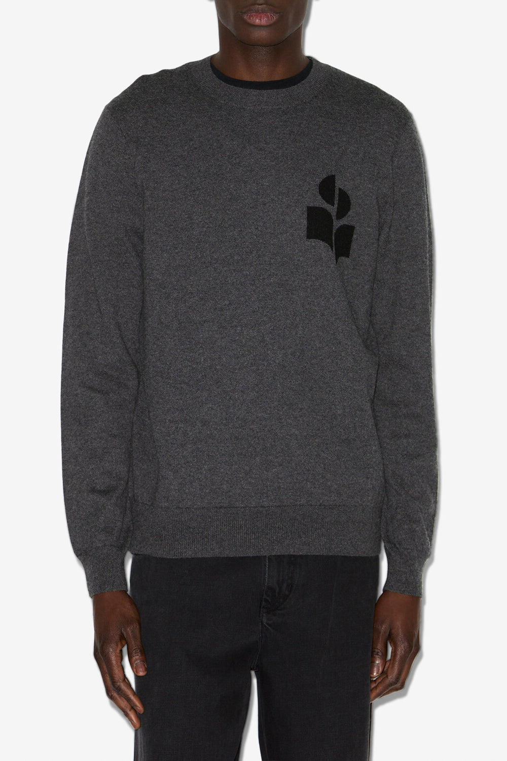 Evans cotton and wool sweater with logo - Anthracite - Man - 4