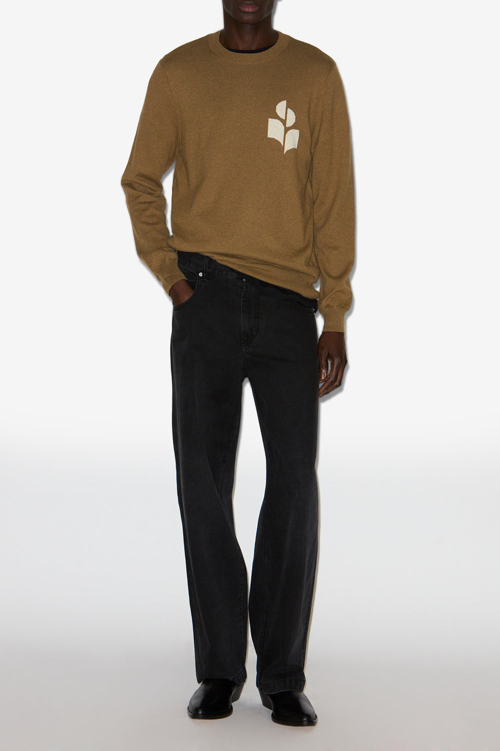 Evans cotton and wool sweater with logo - Khaki - Man - 2