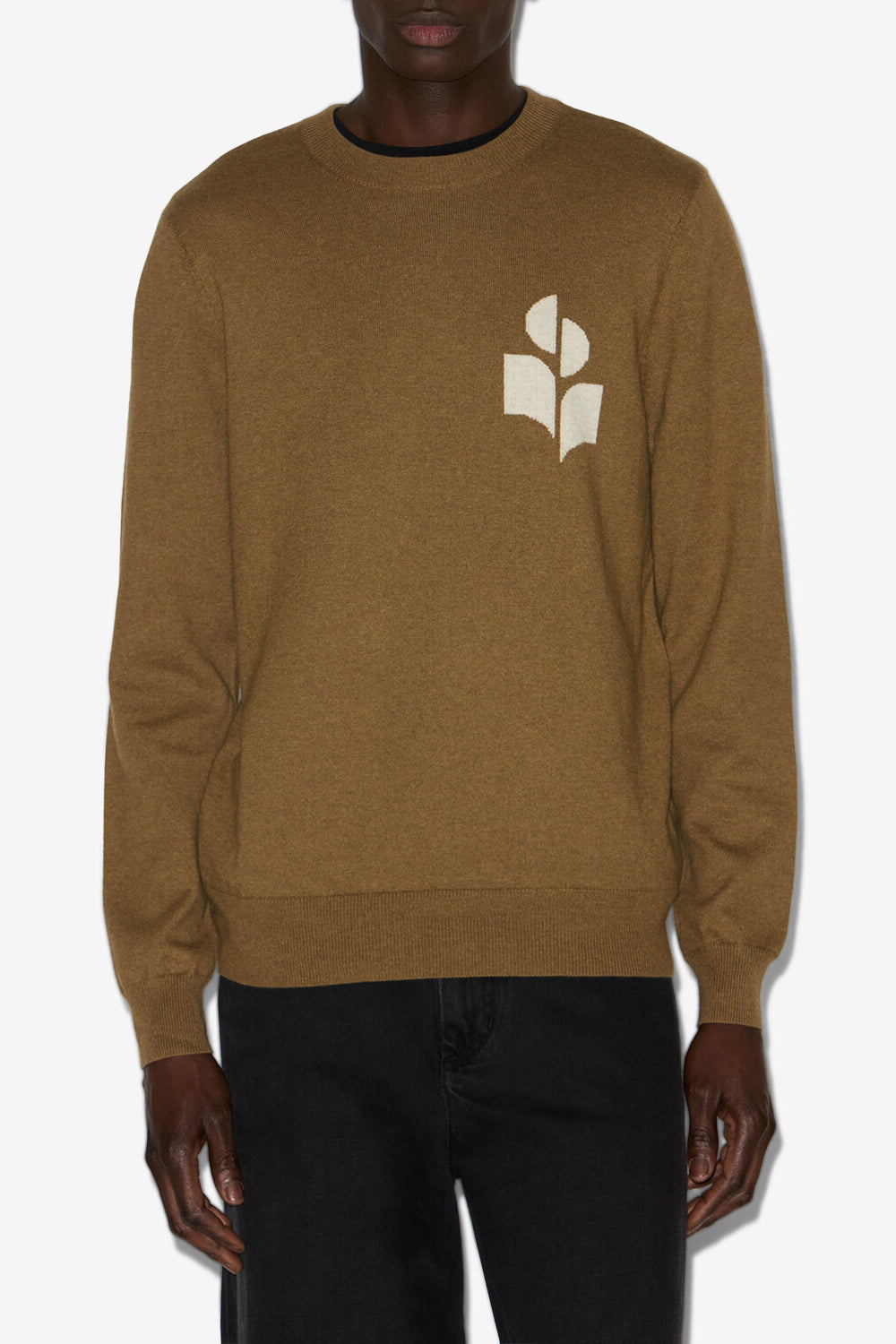 Evans cotton and wool sweater with logo - Khaki - Man - 4