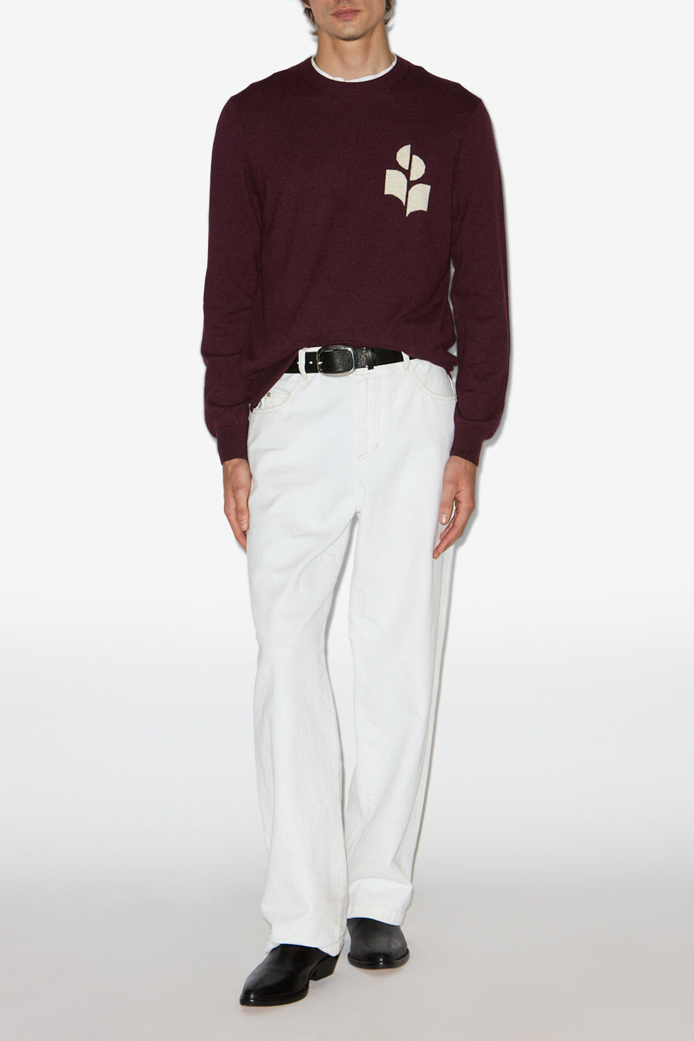 Evans cotton and wool sweater with logo - Burgundy - Man - 1