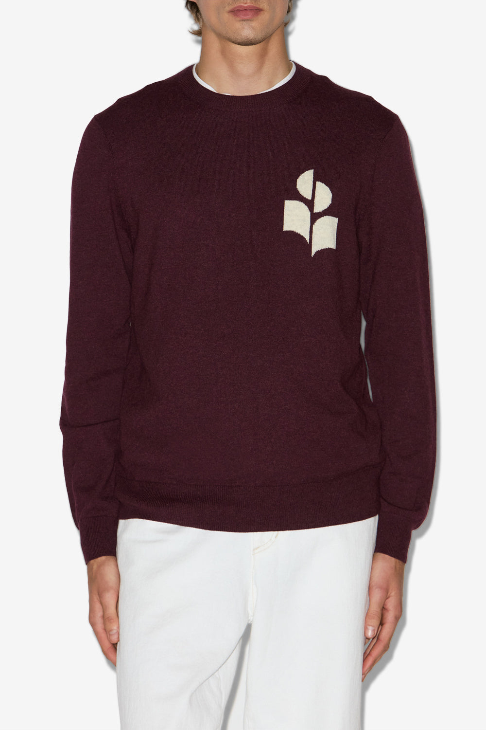 Evans cotton and wool sweater with logo - Burgundy - Man - 3