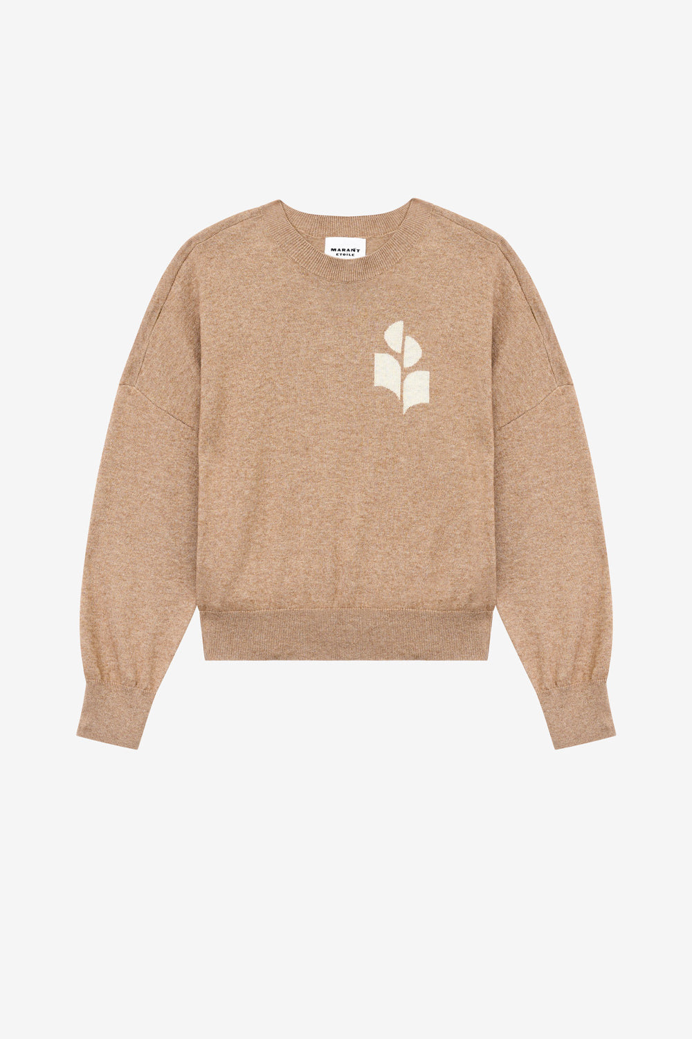Marisans cotton and wool sweater with logo - Camel - Woman - 1