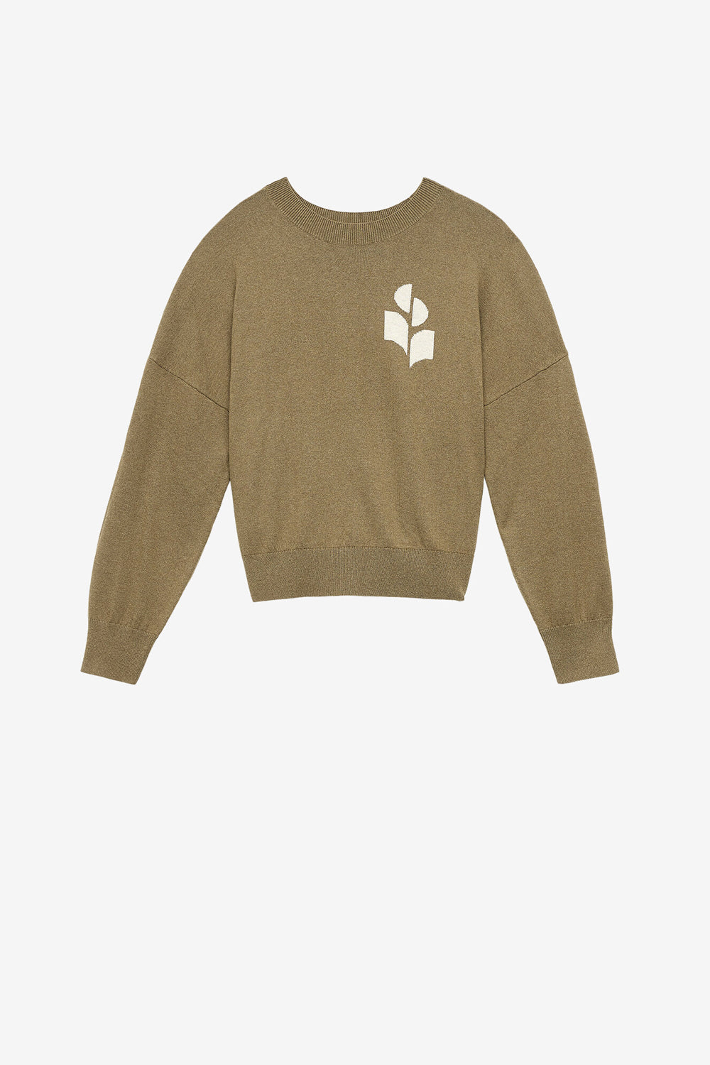 Marisans cotton and wool sweater with logo - Khaki - Woman - 1