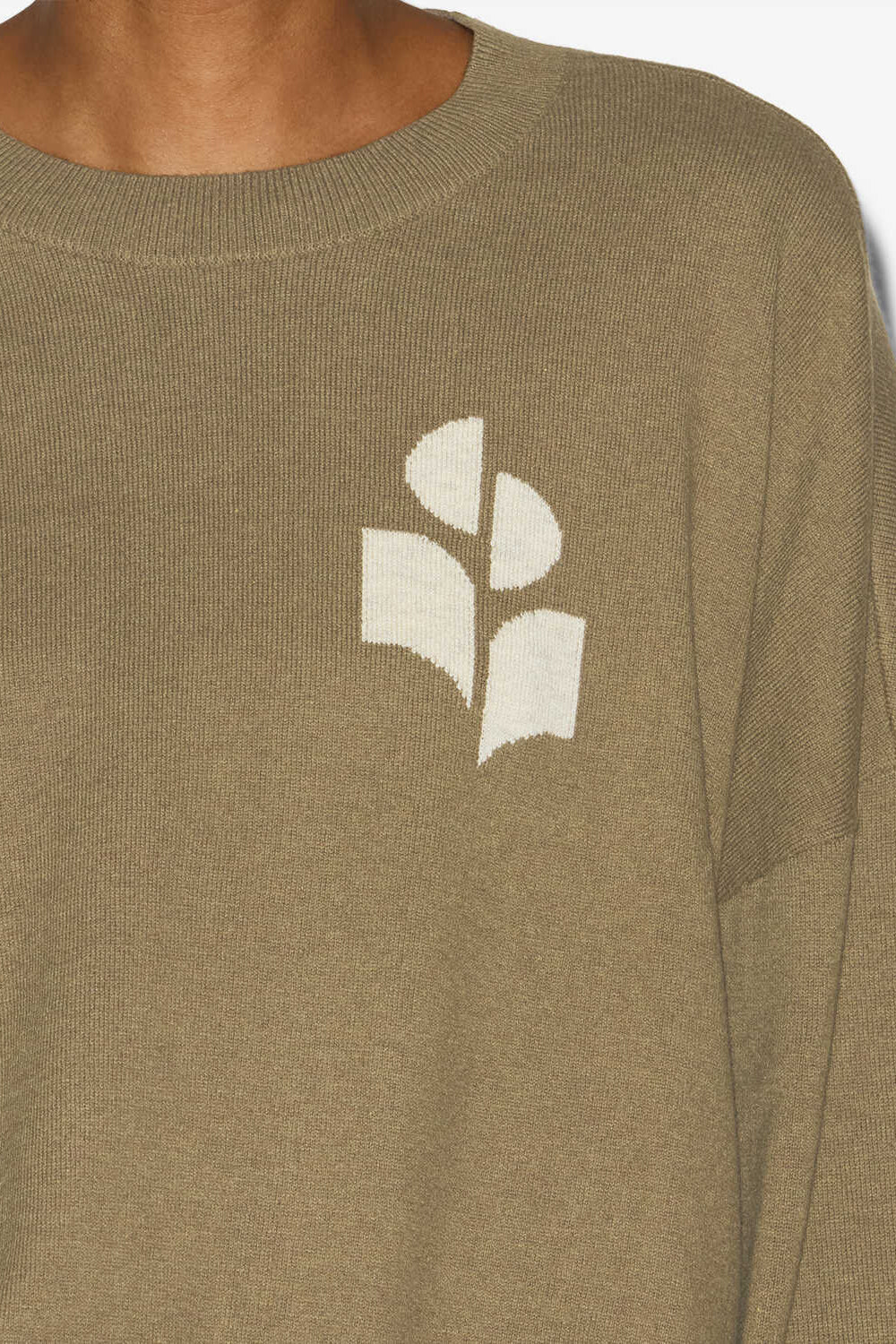 Marisans cotton and wool sweater with logo - Khaki - Woman - 3