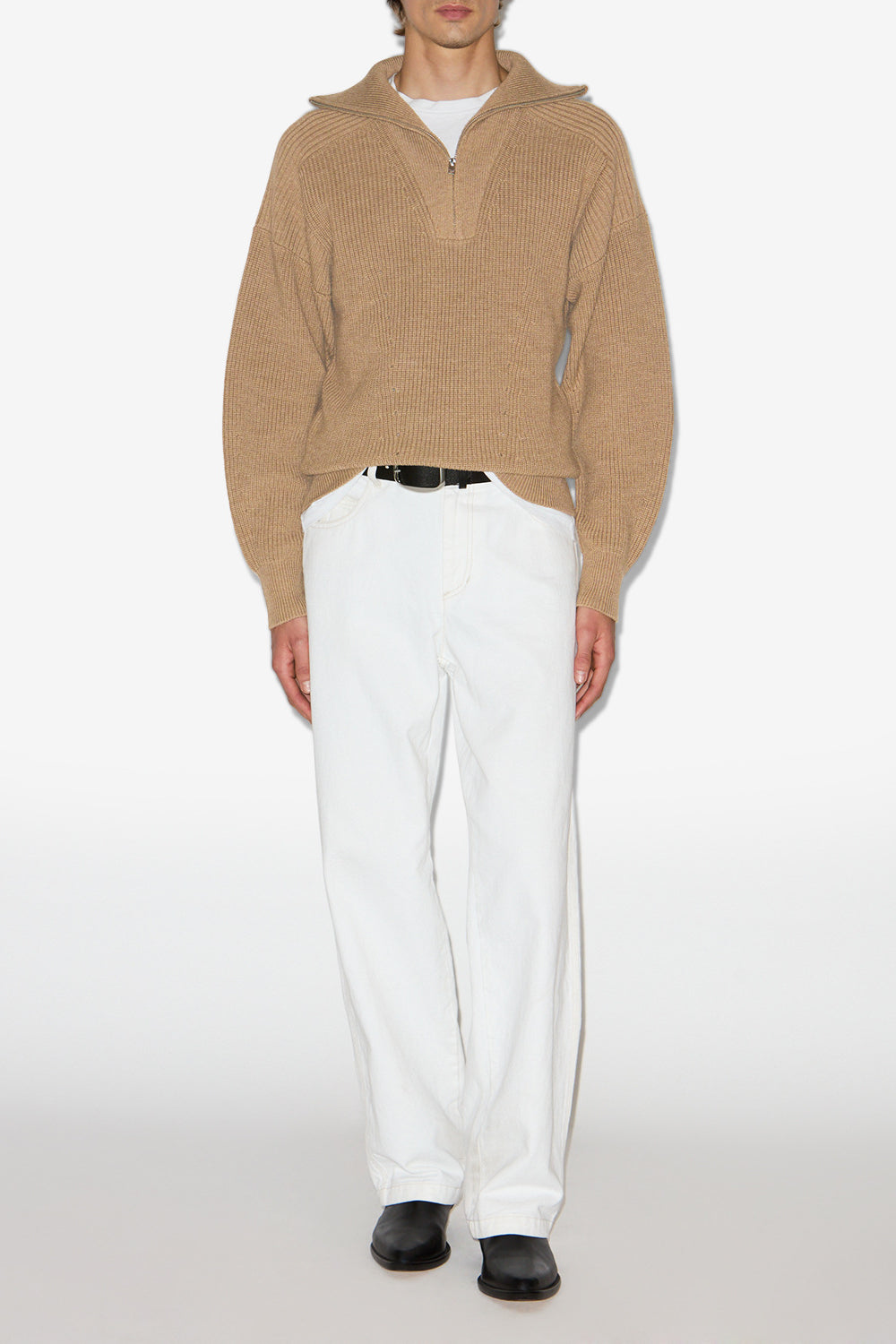 Benny wool zip-up collar sweater - Camel - Man - 2
