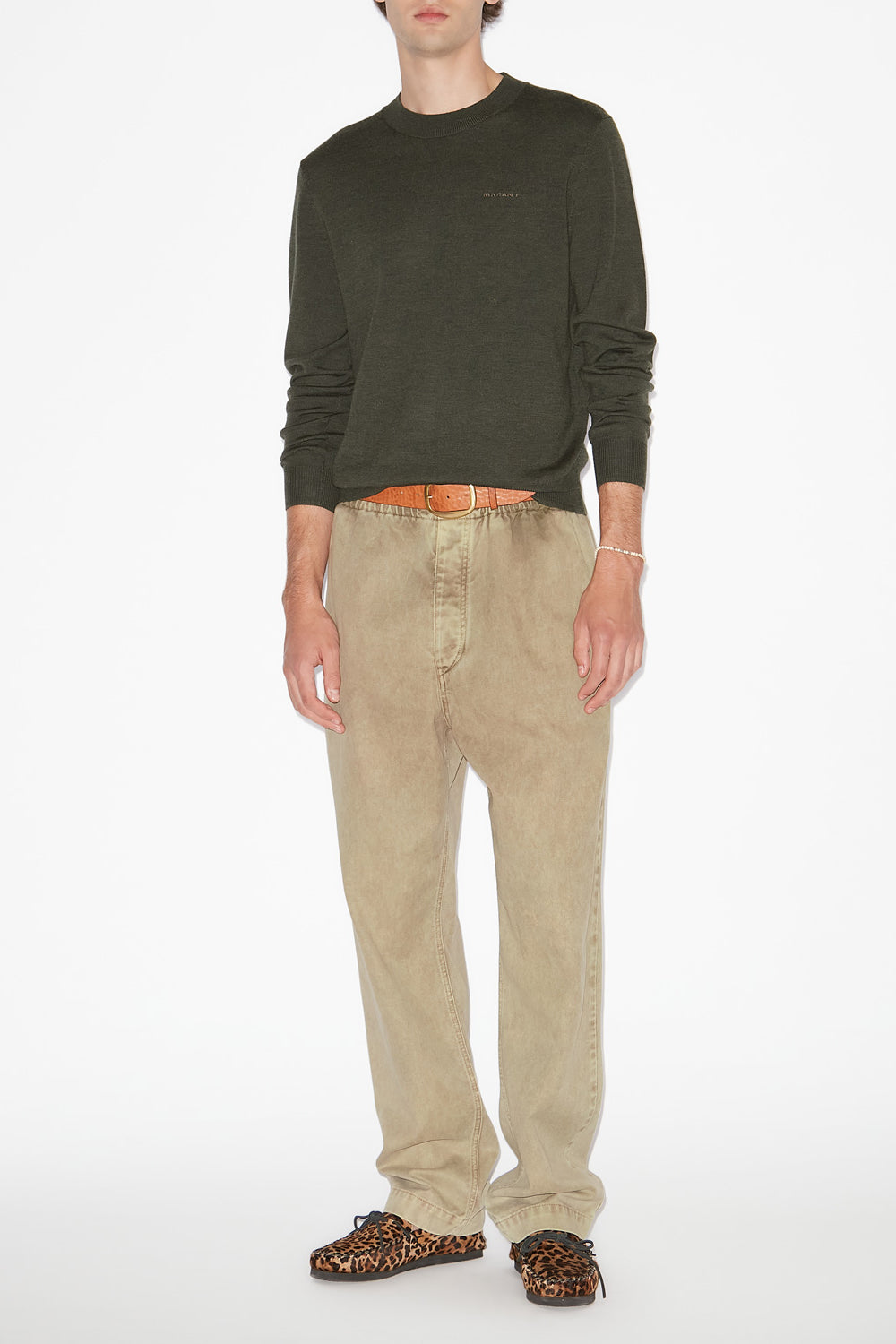 Basile merinos wool sweater with logo - Bronze - Man - 2