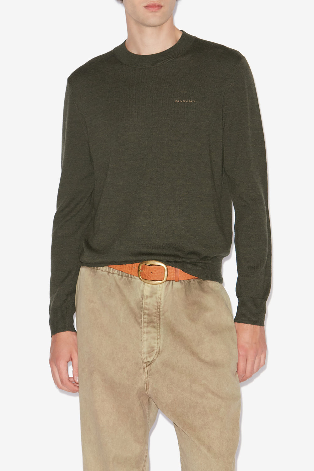 Basile merinos wool sweater with logo - Bronze - Man - 4