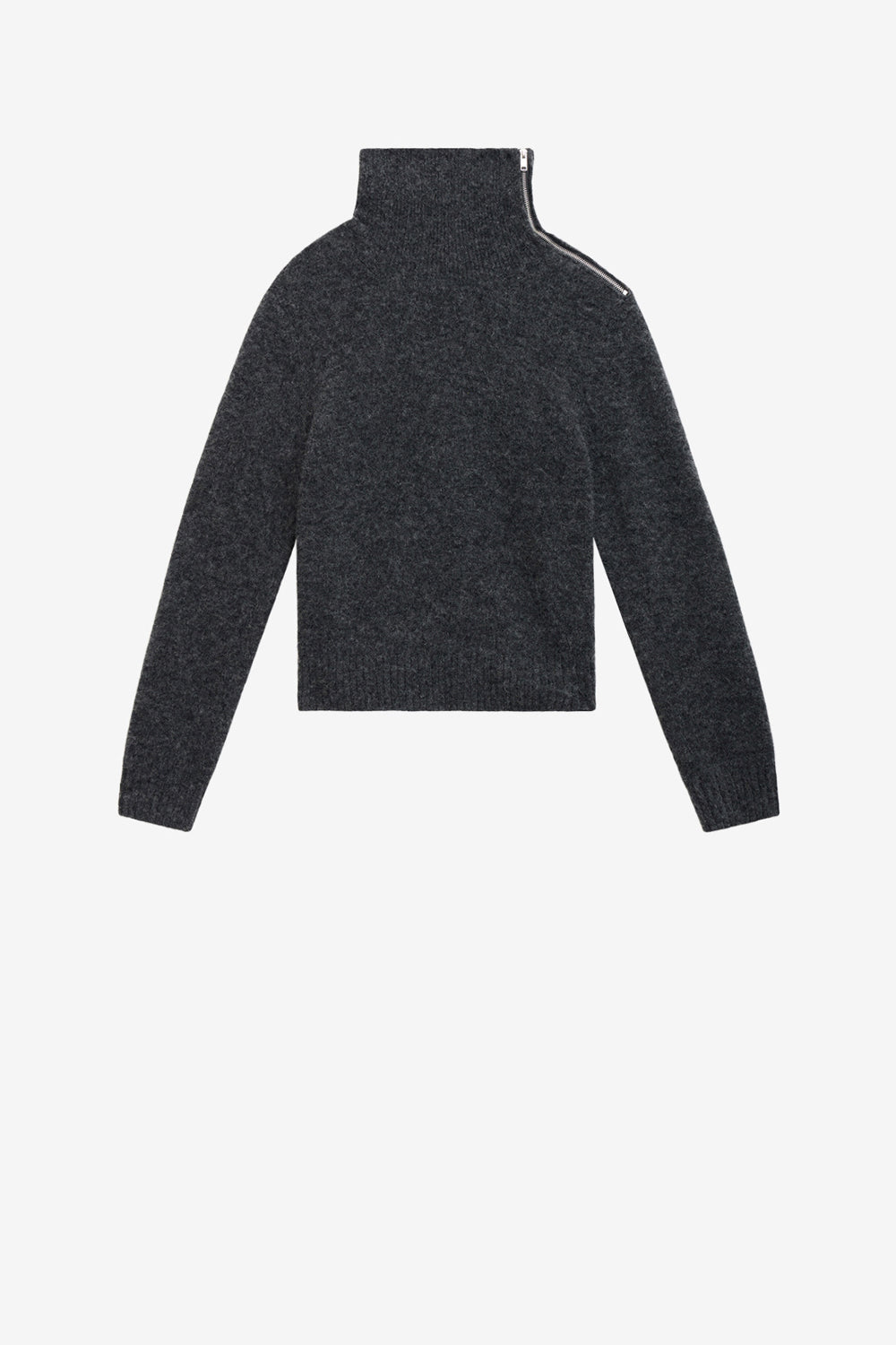 Aliocha 단색 알파카 니트 하이 칼라 스웨터 - 짙은 회색 - Man - 1