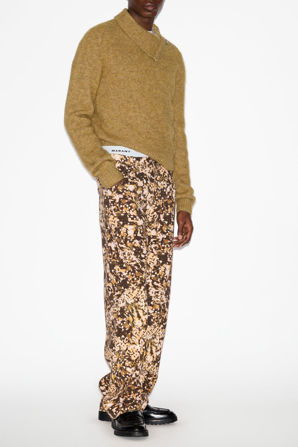 Pullover aliocha aus einfarbigem alpaka-strick mit stehkragen - Honey - Man - 2