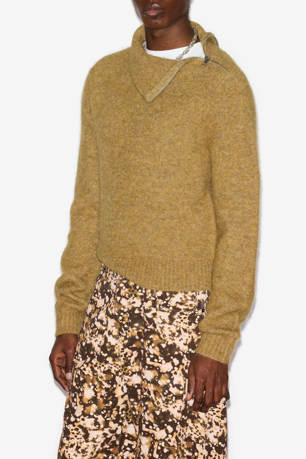 Pullover aliocha aus einfarbigem alpaka-strick mit stehkragen - Honey - Man - 4