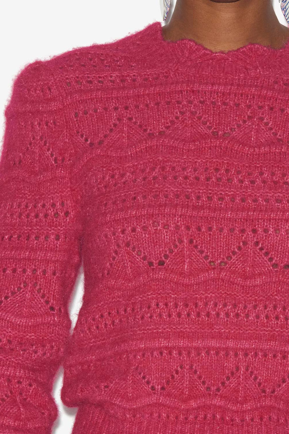 Othona sweater in openwork alpaca knit - Raspberry - Woman - 3