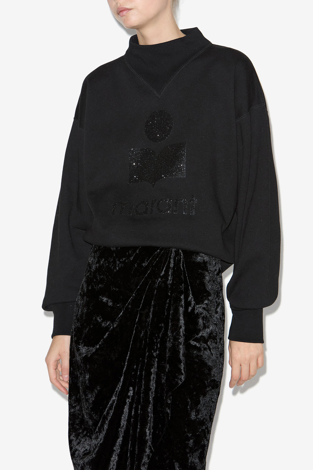 Moby stand-up collar sweatshirt with logo - Black - Woman - 4