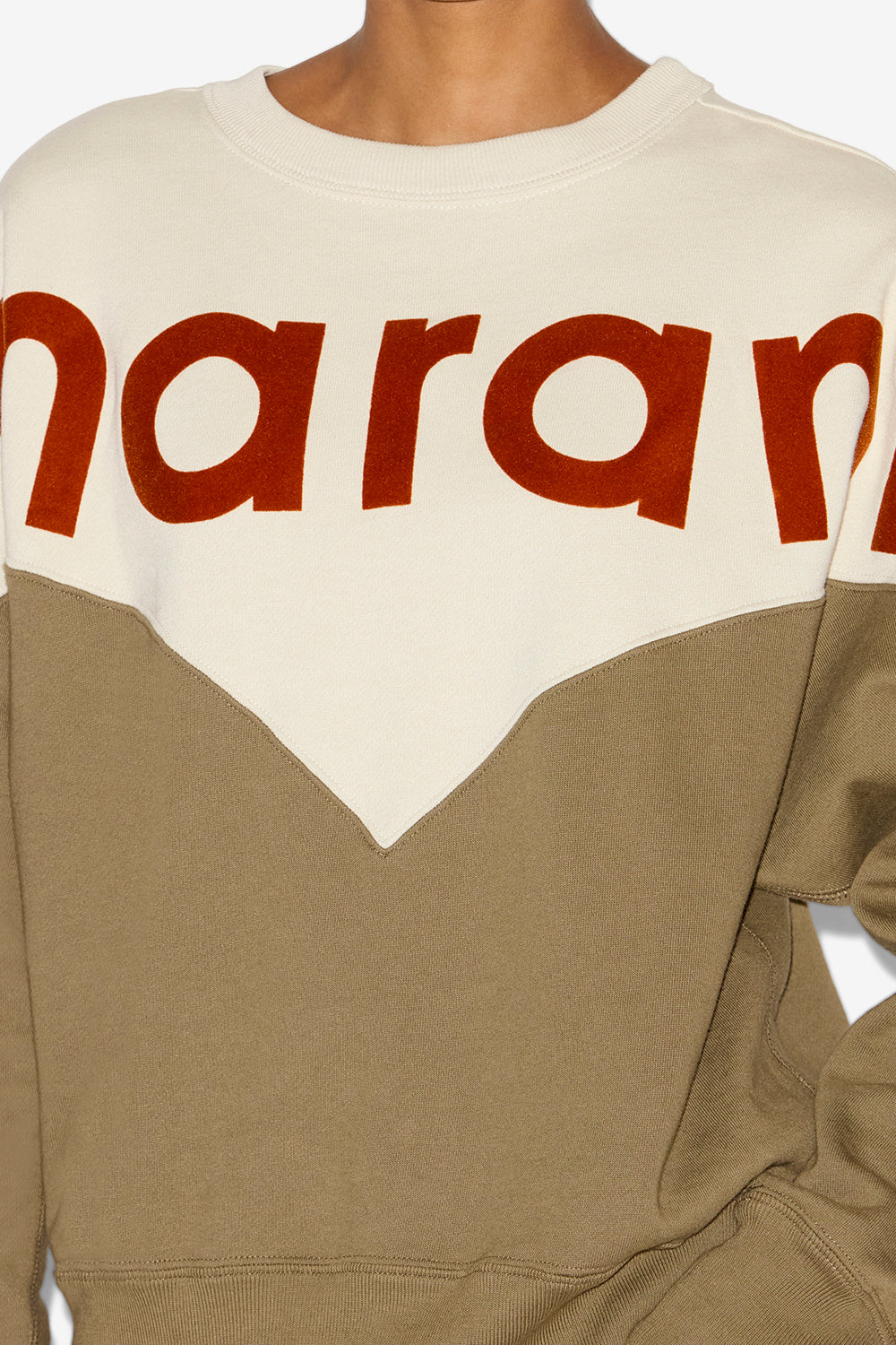 Houston cotton sweatshirt with logo - Ecru-dark khaki - Woman - 2