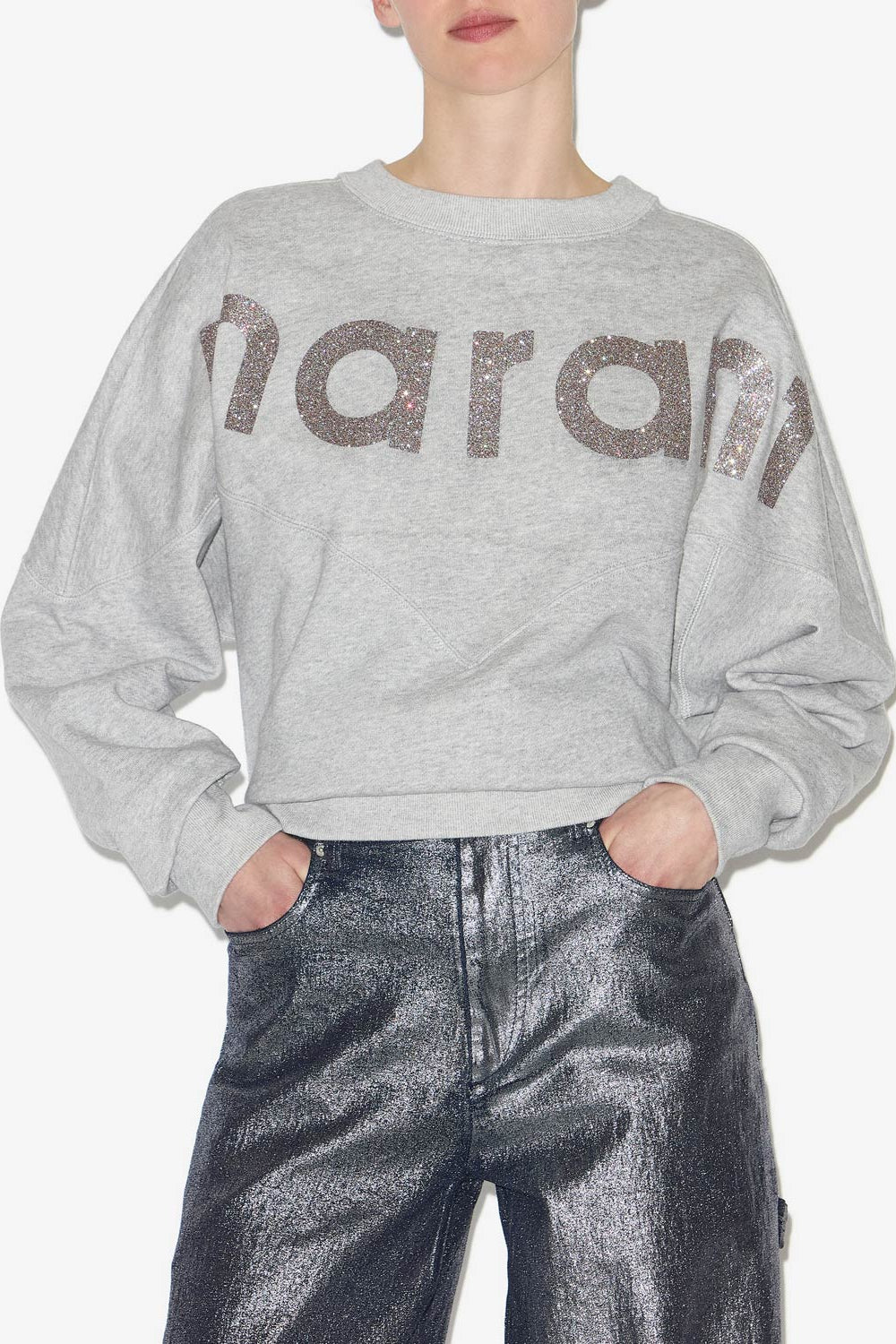 Houston cotton sweatshirt with logo - Gray-silver - Woman - 4