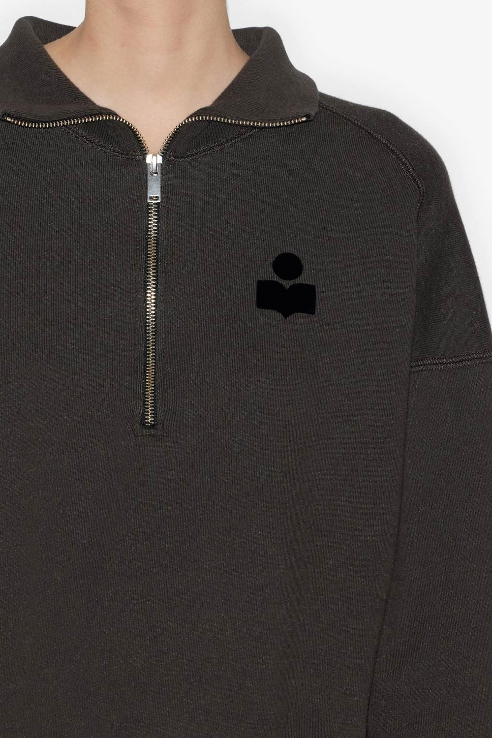 Ross short cotton stand-up collar sweatshirt - Black - Woman - 3