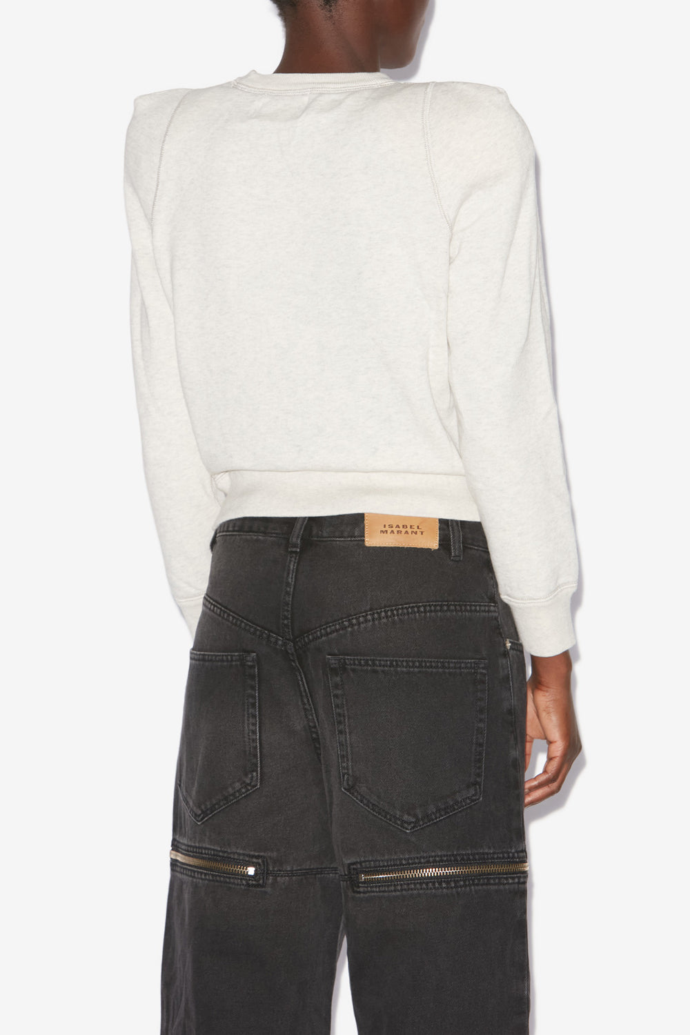 Sweatshirt prissa en coton à épaules structurées - Écru - Woman - 5