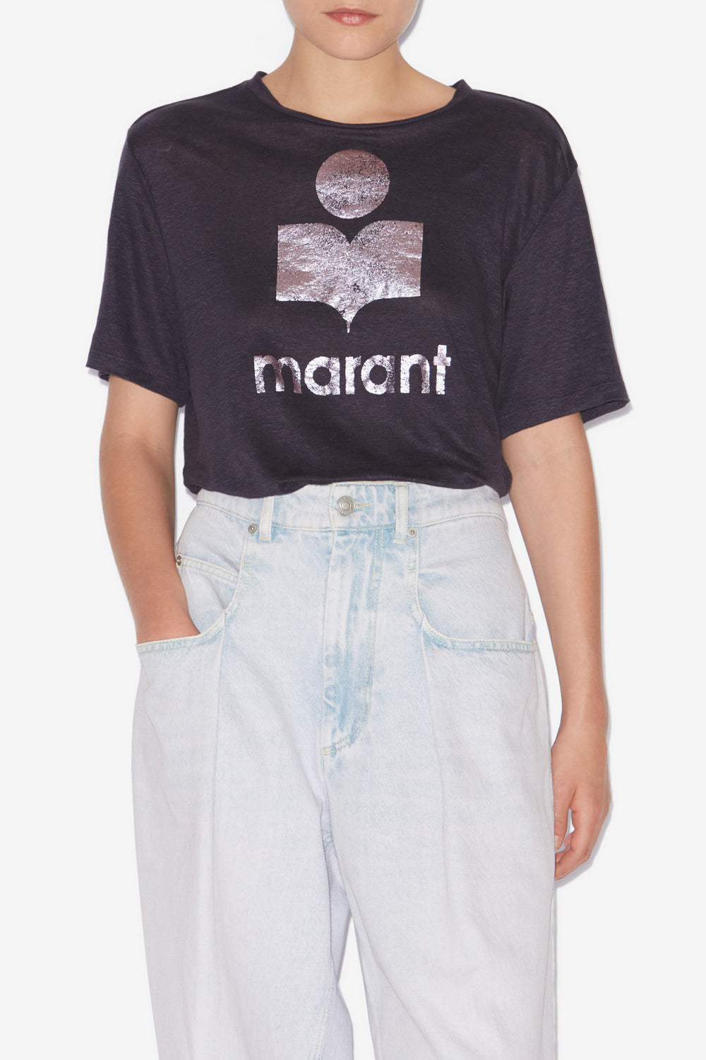 Zewel linen t-shirt with logo - Faded night/lilac - Woman - 4