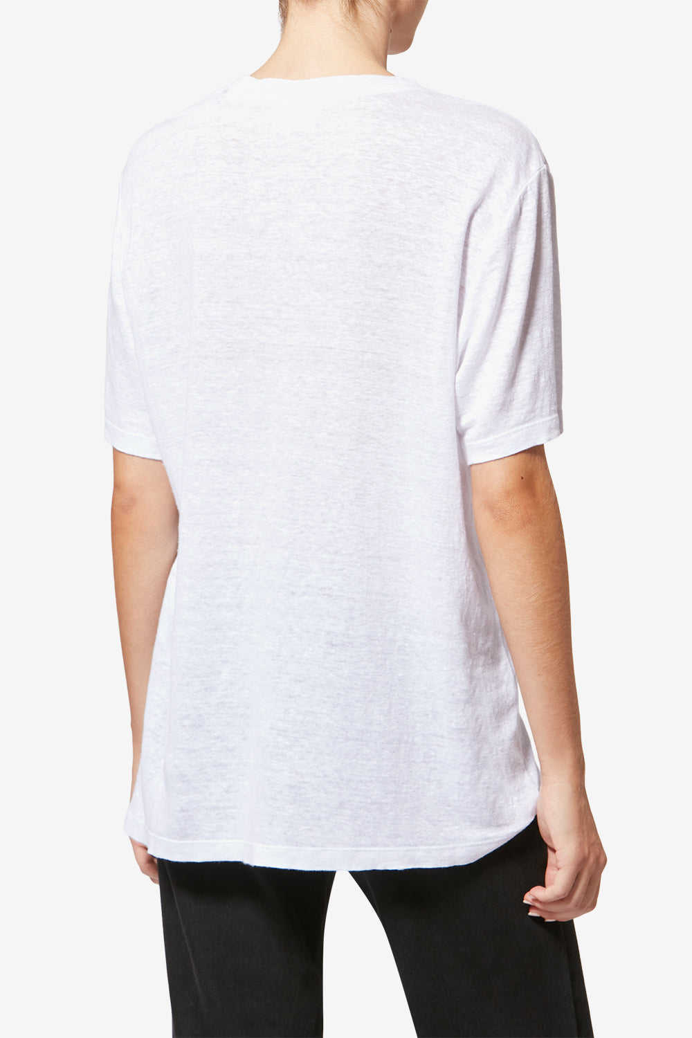 Zewel plain-colored linen t-shirt with logo - White-light gold - Woman - 5