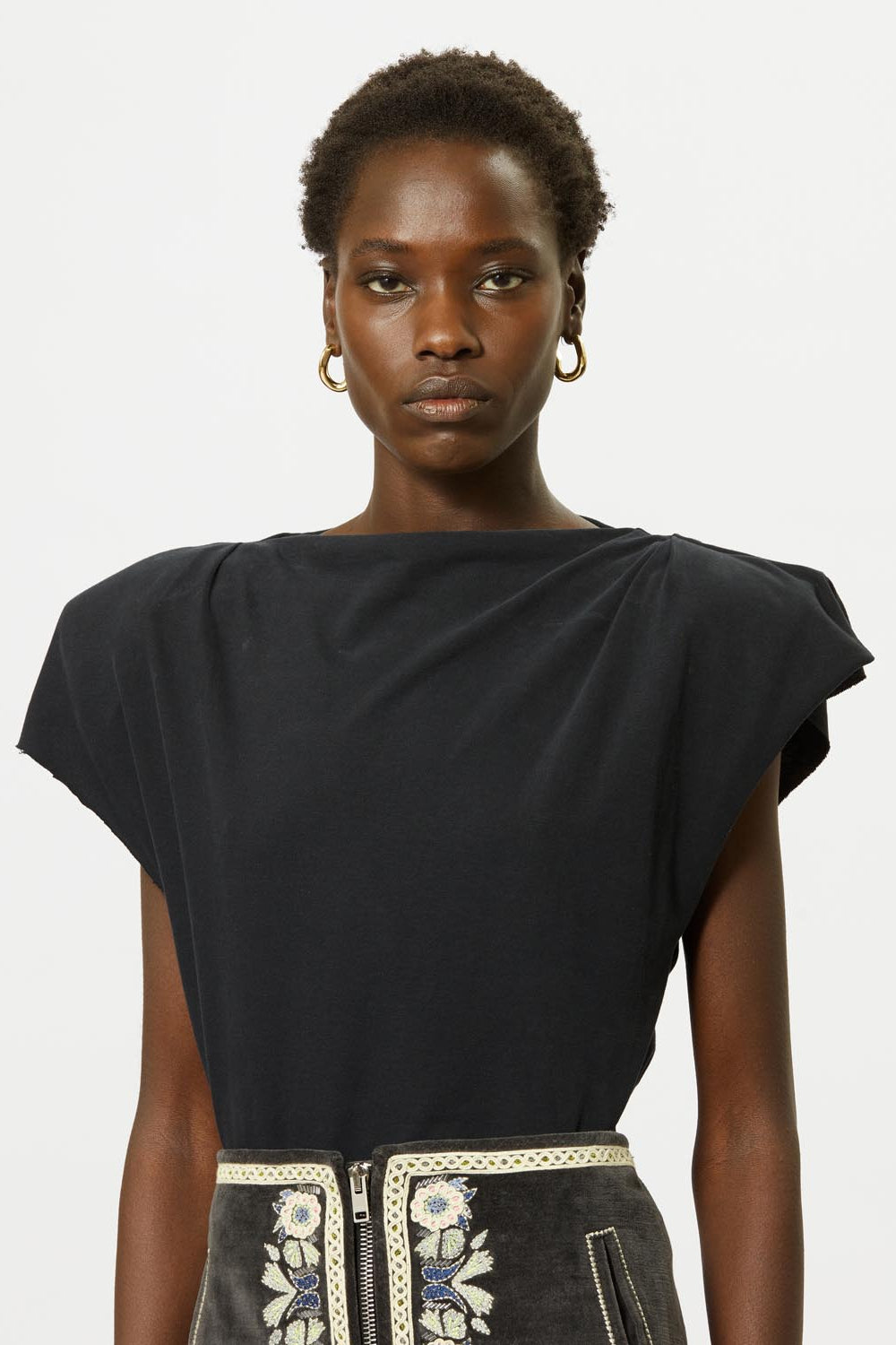 Sebani asymmetrical short-sleeve t-shirt - Black - Woman - 6