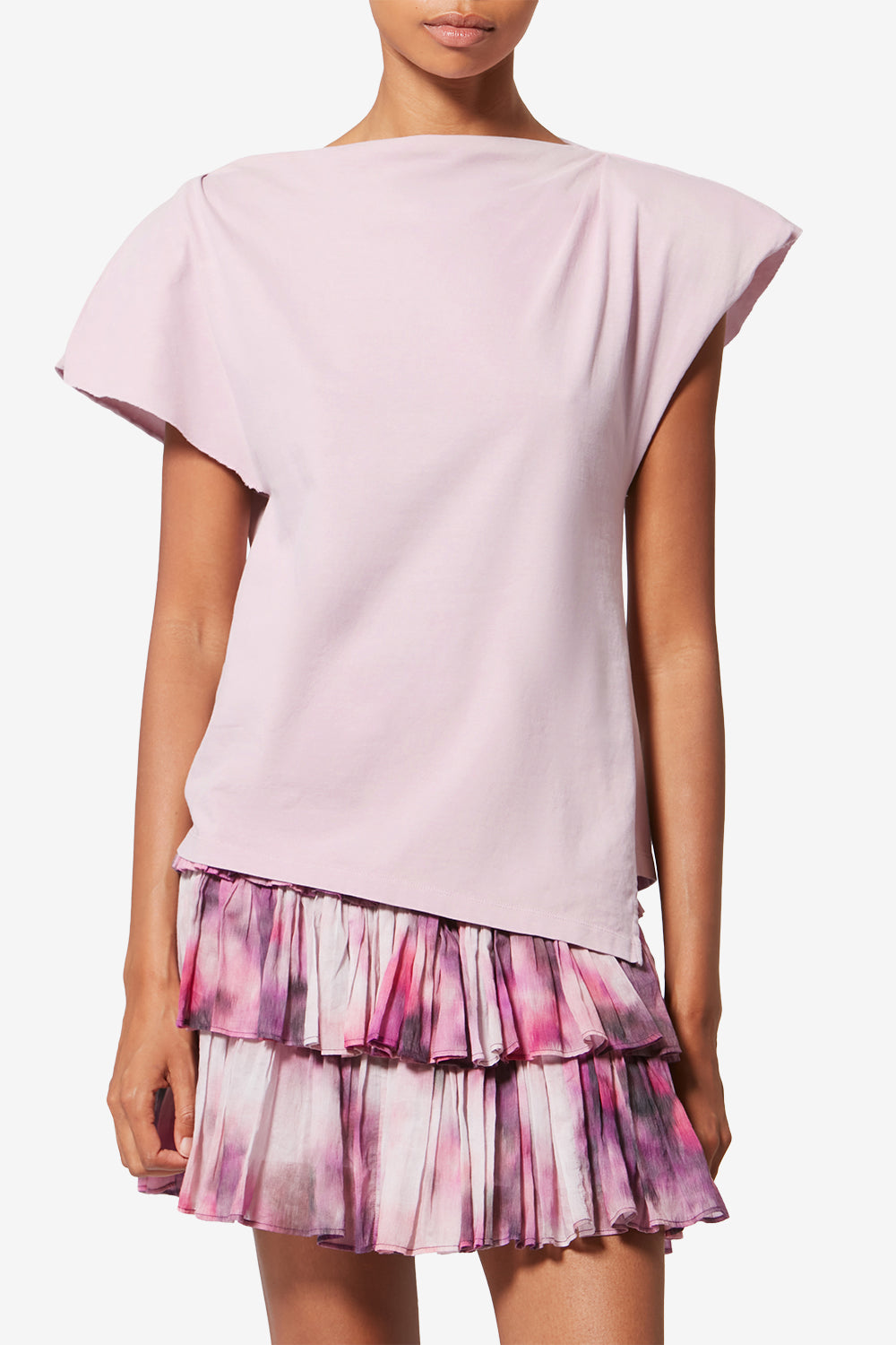 Sebani asymmetrical cotton t-shirt - Pale pink - Woman - 4