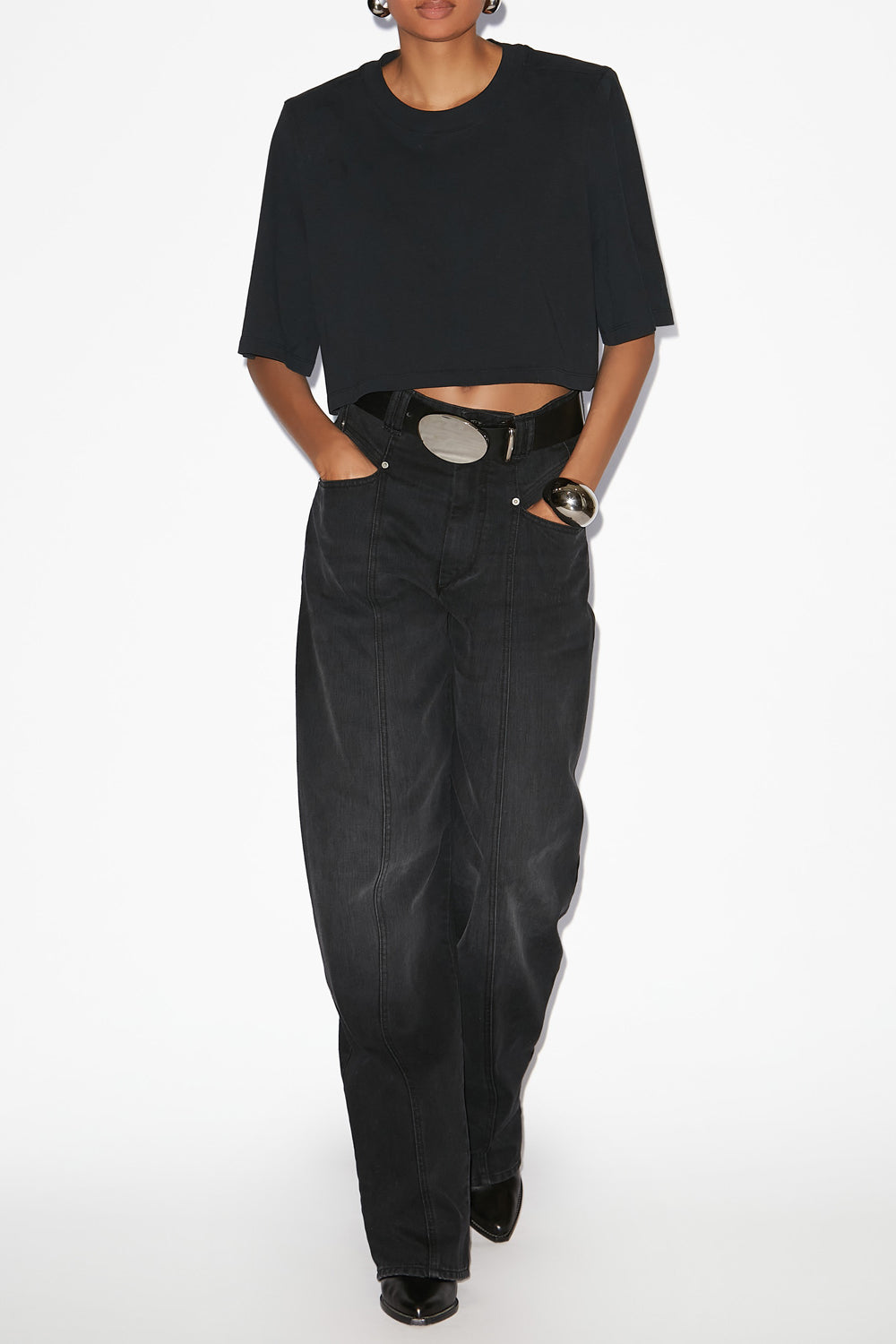 Zaely short cotton t-shirt - Black - Woman - 4