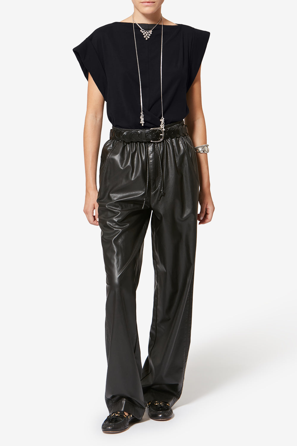 Maisan draped short-sleeve t-shirt - Black - Woman - 2