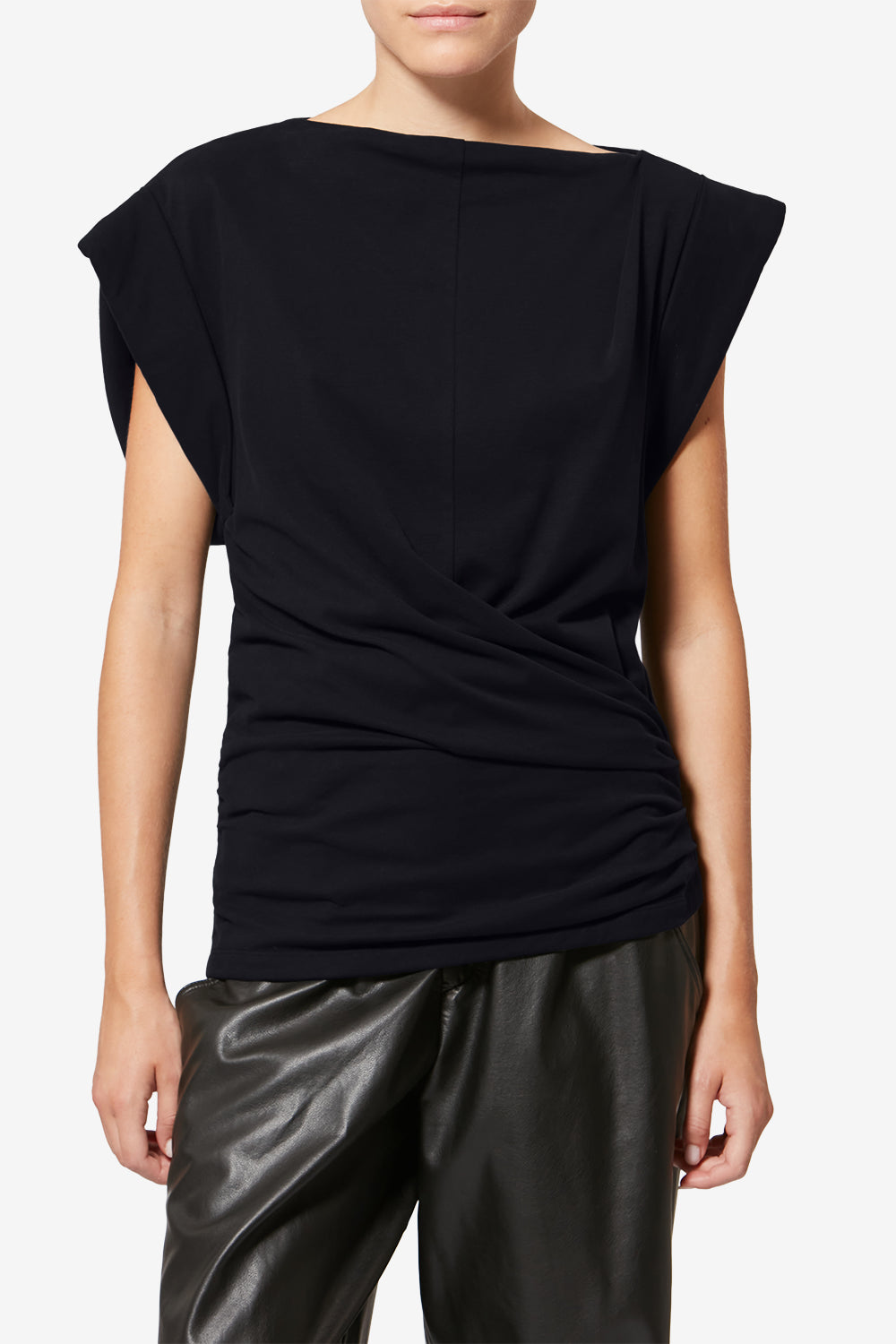 Maisan draped short-sleeve t-shirt - Black - Woman - 4