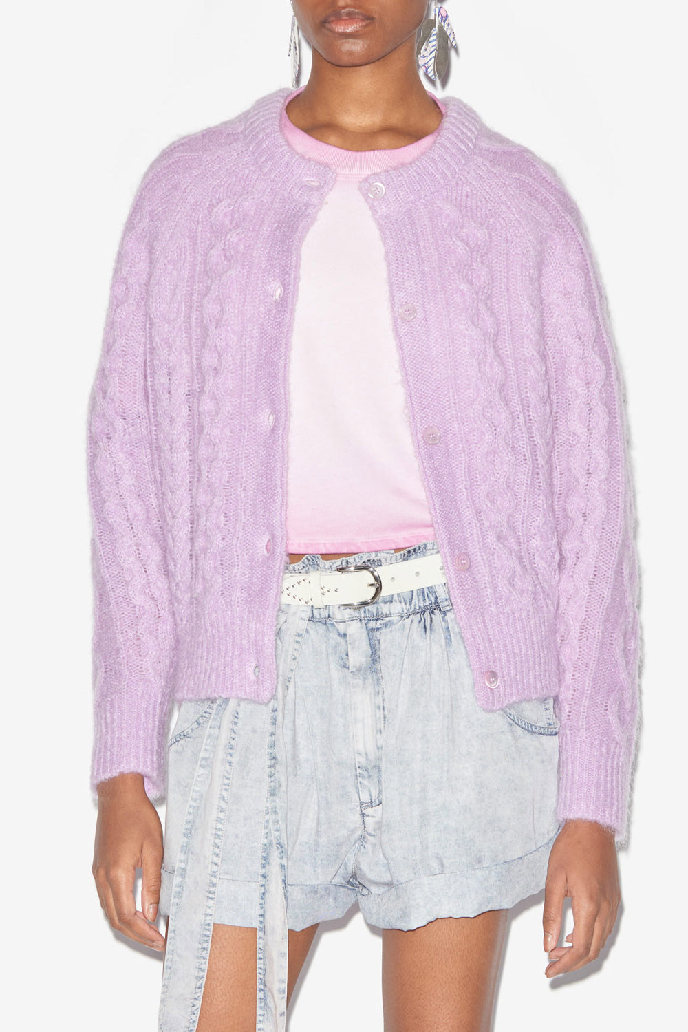 Ery cardigan in cable knit - Lavender - Woman - 4