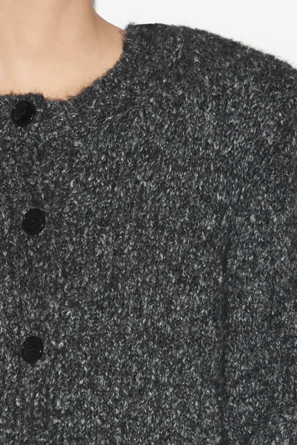 Kathlen short cardigan in mottled knit - Anthracite - Woman - 3