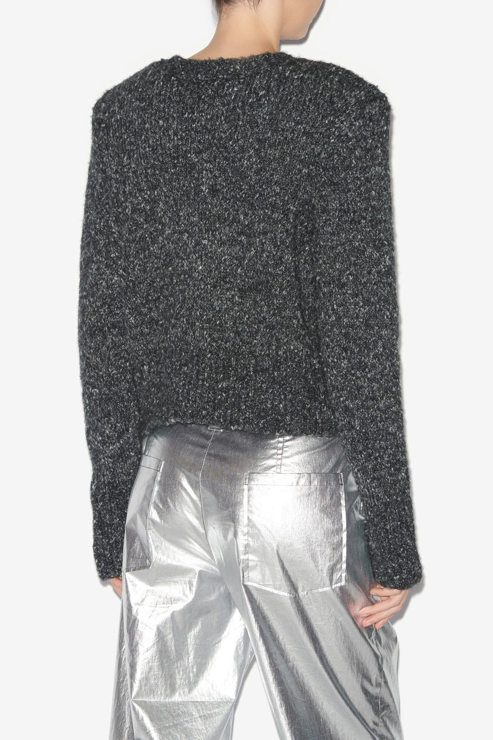 Kathlen short cardigan in mottled knit - Anthracite - Woman - 5