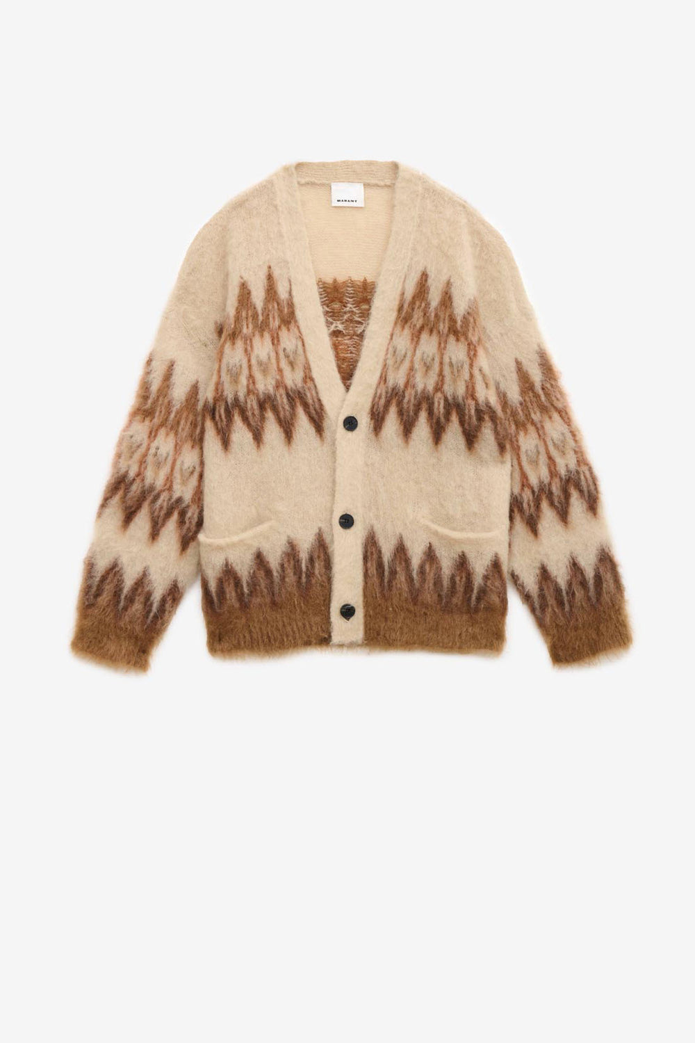 Nielson 페어아일 모티프 모헤어 가디건 - 주황색 - Man - 1