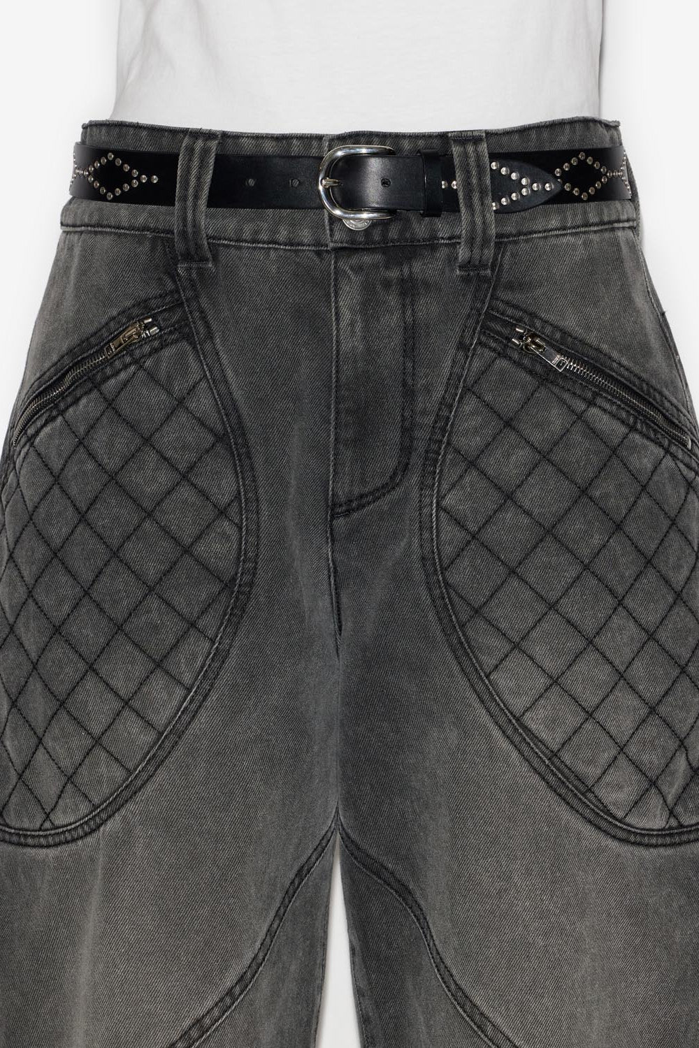 Cintura in pelle borchiata liliana - Black and silver - Woman - 4