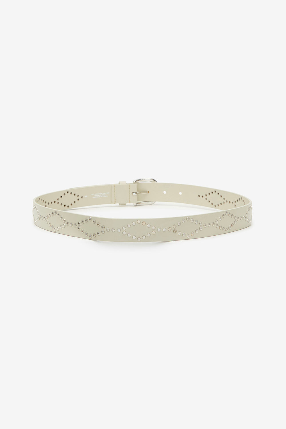 Liliana studded leather belt - Chalk-silver - Woman - 2