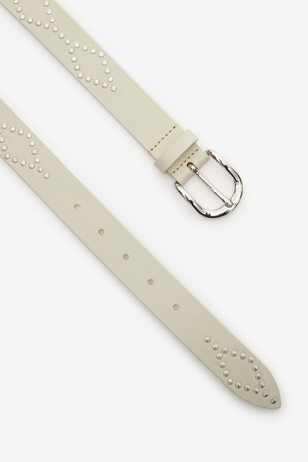 Liliana studded leather belt - Chalk-silver - Woman - 3