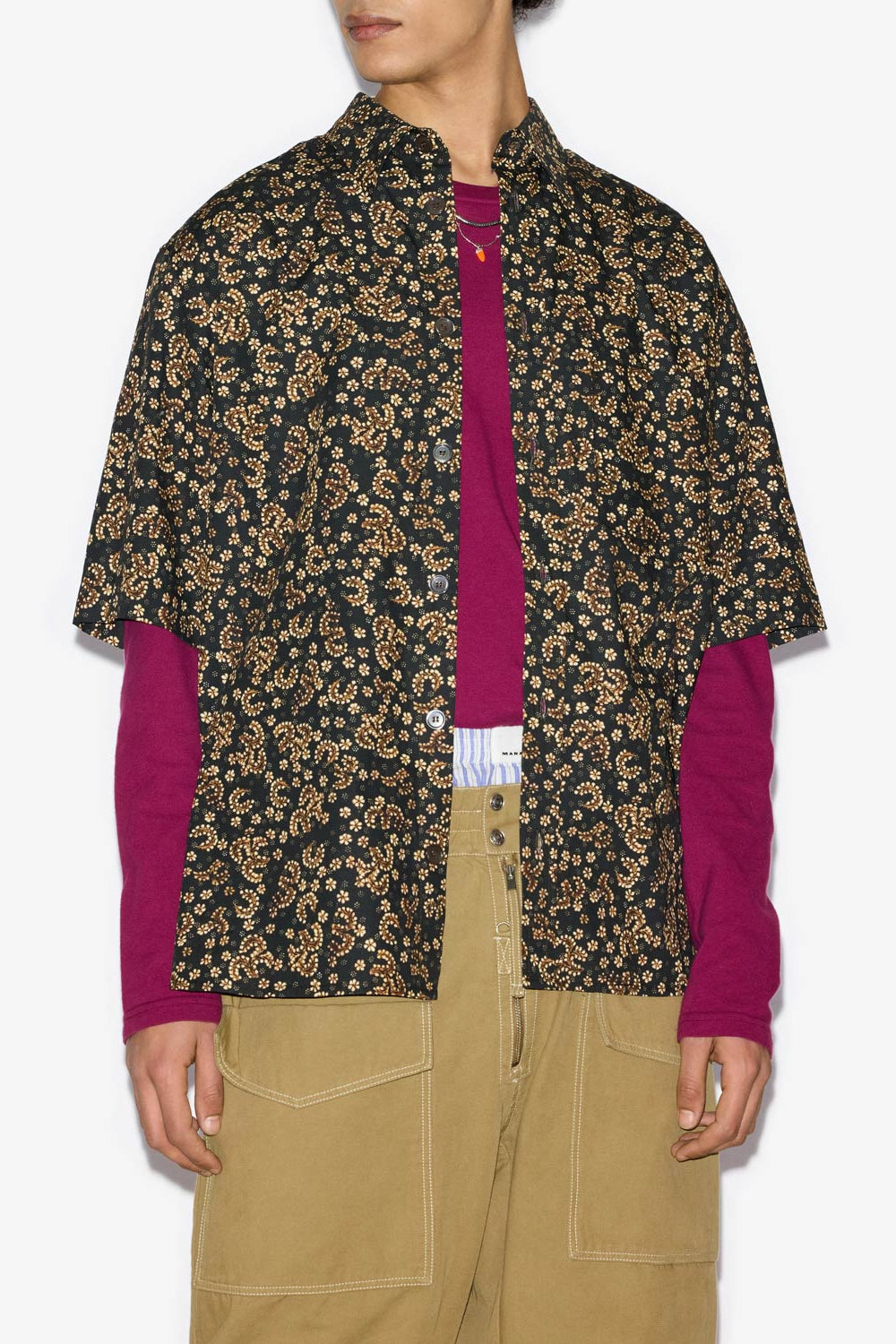 Labilio プリントコットン製 半袖シャツ - Black-ochre - Man - 4