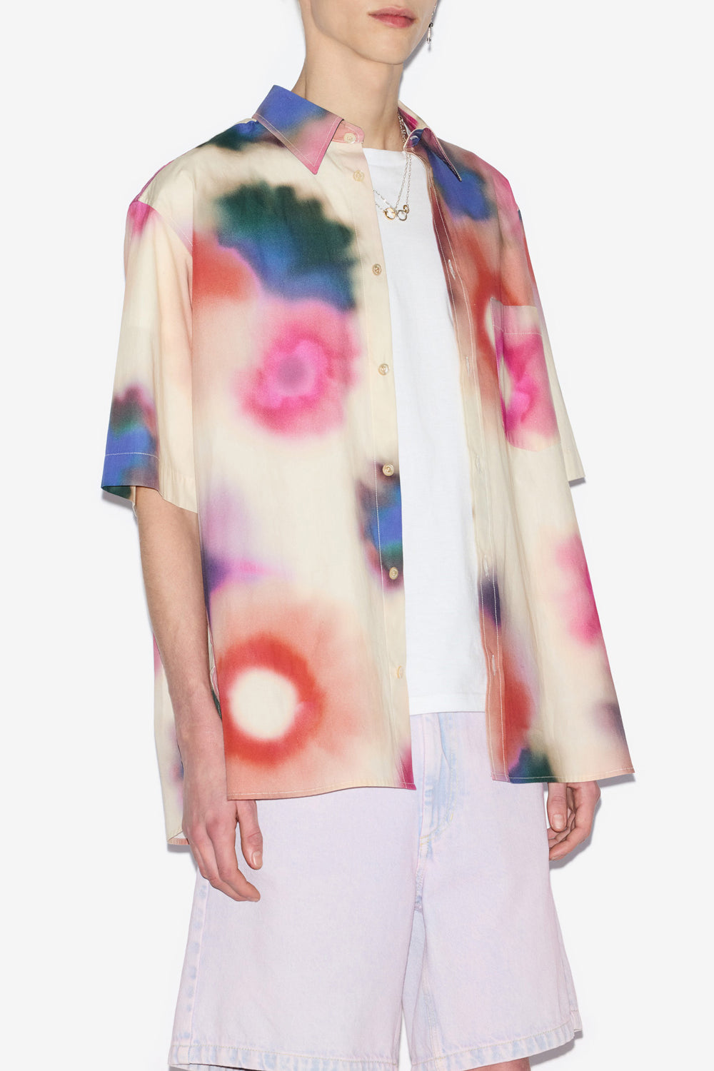 Chemise labilio à manches courtes en coton imprimé - Écru - Man - 4