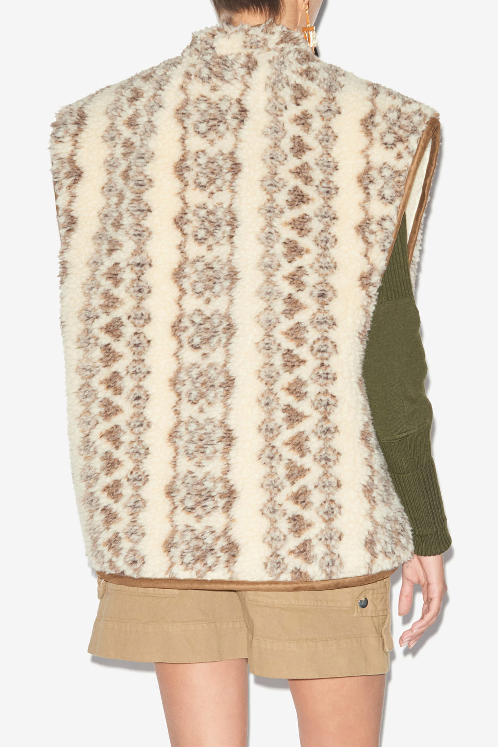 Maximilia sheepskin style vest - Ecru-brown - Woman - 3