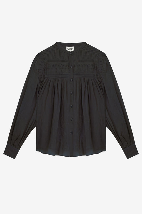 Plalia gathered cotton voile blouse - Black - Woman
